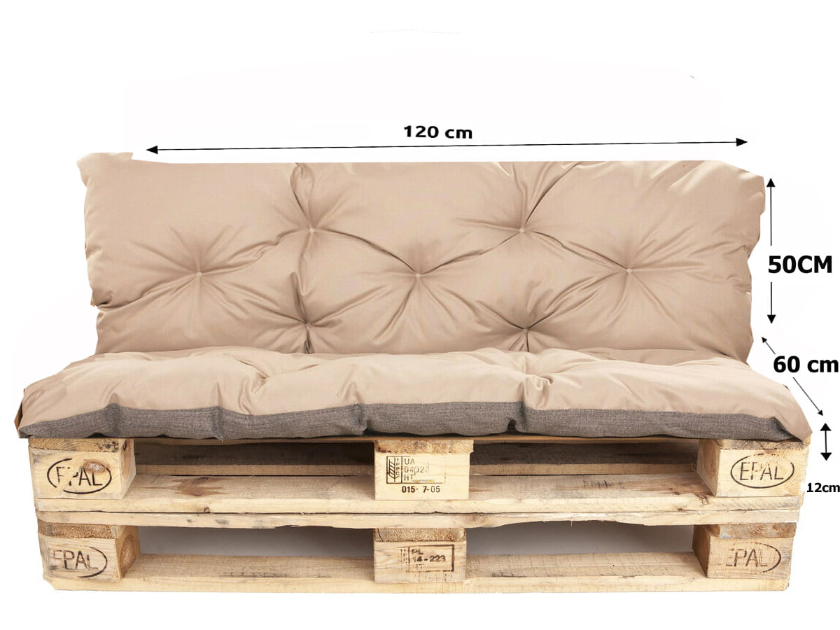 Set Coussins palettes, Assise 120 x 60 et Dossier 120 x 50cm Beige, coussins canapé / coussin pour palette in / extérieur, SETGARDEN - 2