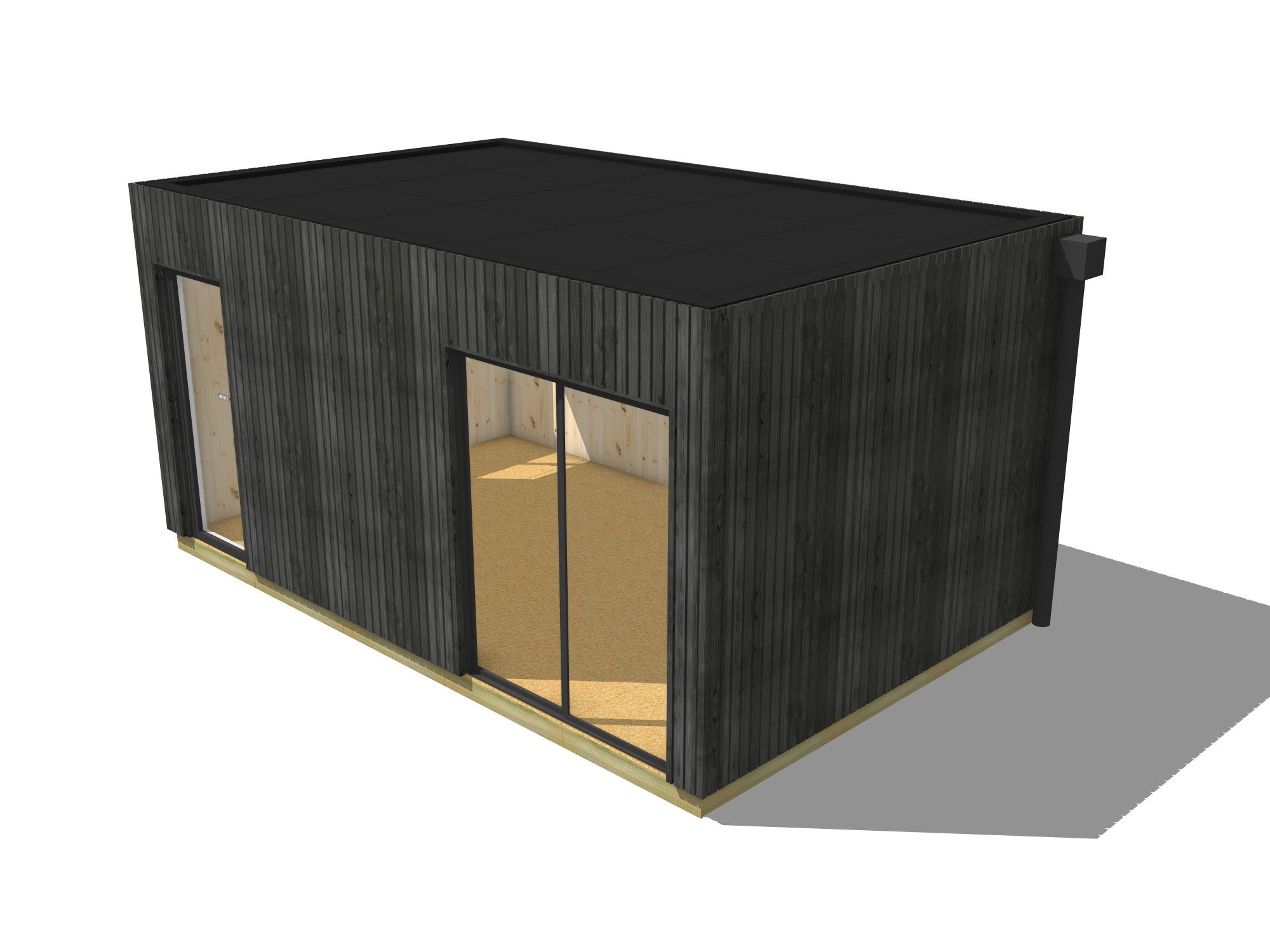 Bureau de jardin ossature bois en bois 5,5 x 3,5 x 2,7 m avec plancher isolé - 2
