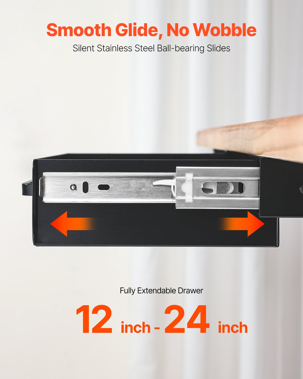 Cassetto scorrevole sotto scrivania 33 cm,VEVOR organizer nascosto,cassetto per matite per postazione scrivania a casa,38,1 x 22,9 x 7,6 cm - 4