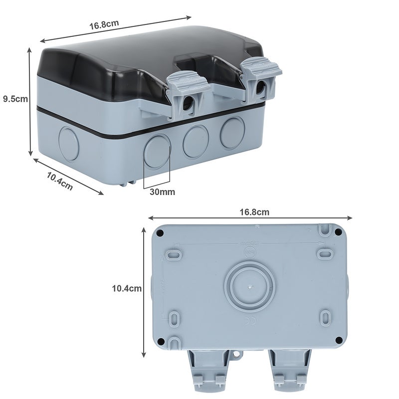 1X Prise Étanche Double Prise Electrique Extérieure IP66 Étanche Prise Murale 16A IP66 avec interrupteur apparent - 6