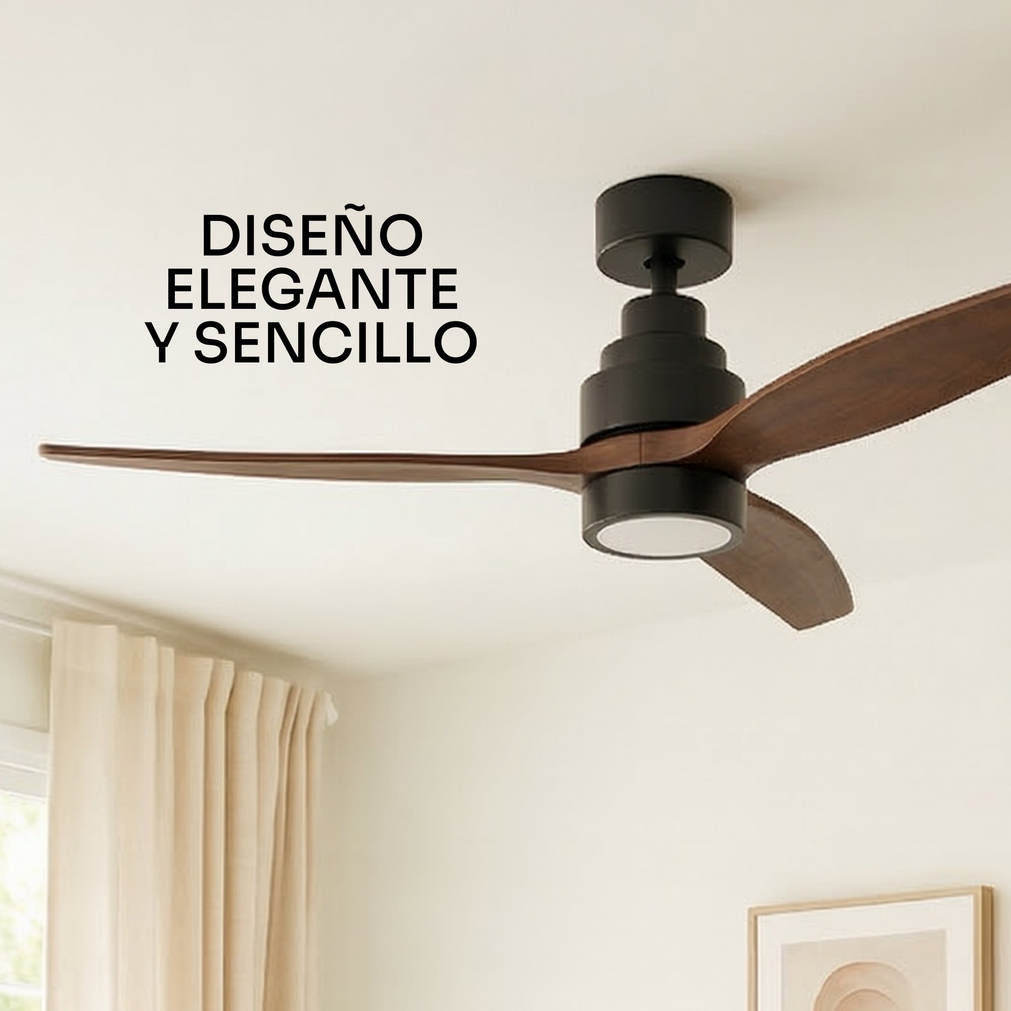 Mellerware - Ventilateur de plafond Brizy Bright | 40W | 6 vitesses | Ultra silencieux | 3 pales Ø132 cm | Fonction été/hiver | LED | Darkwood - 3