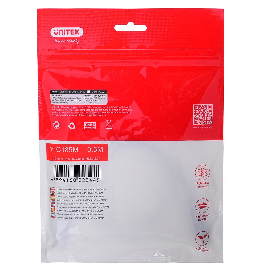 Cavo HDMI Unitek 2,0 m/m 4k 60 Hz, 0,5 m, y-c185 m - 3