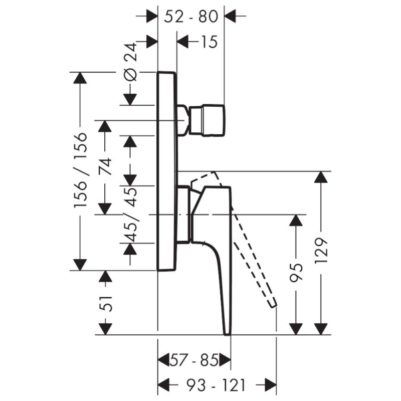 Façade mitigeur bain douche encastré 2 sorties HANSGROHE Metropol bronze brossé - 4