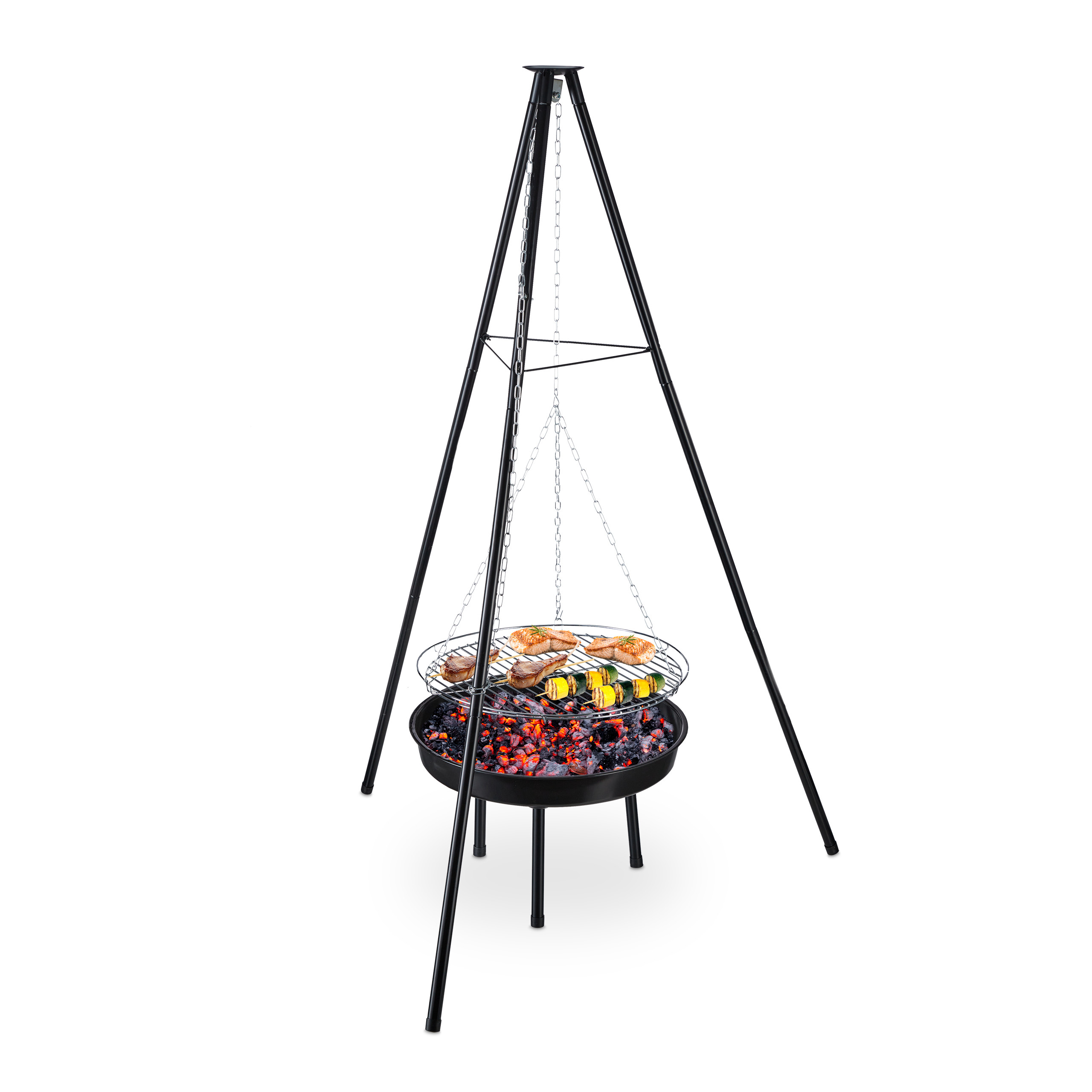 Grill Portatile In Ghisa Relaxdays - Griglia Regolabile Ø35 Cm - Per Giardino, Balcone O Campeggio - Foto 7