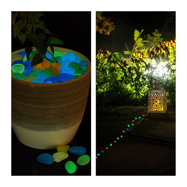 800 Pietre Luminose Per Giardino - Ciottoli Fluorescenti Assorbono Luce - Decorazione Esterna E Interna - Foto 10