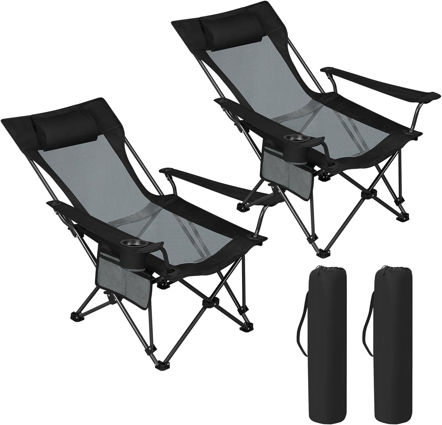 WOLTU Chaise de Camping Set de 2, Chaise Pliante Portable Légère