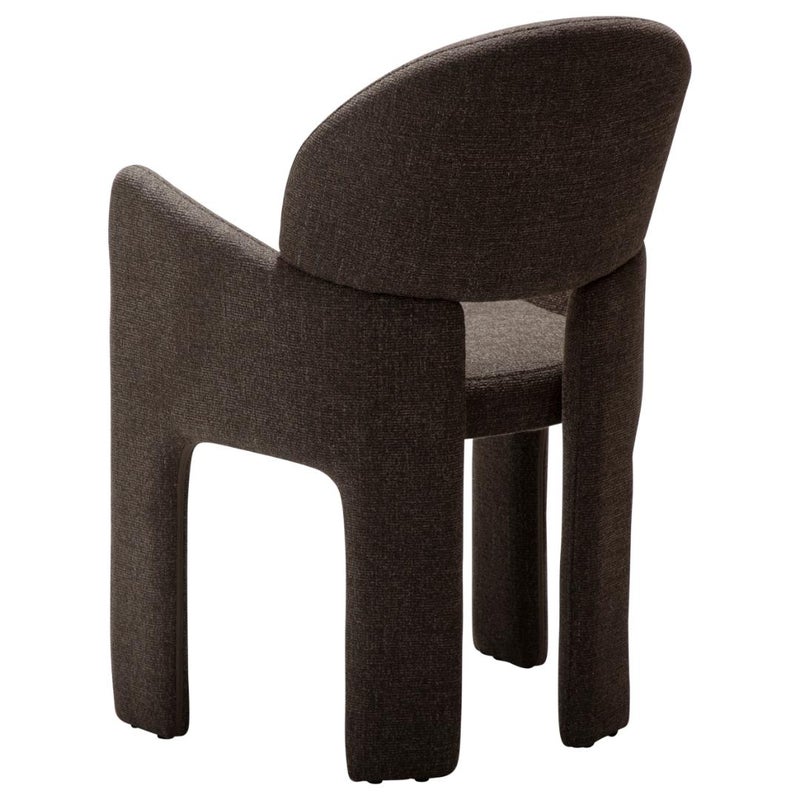 Aole Dan-Form krzesło stołowe z podłokietnikami bouclé brązowy.