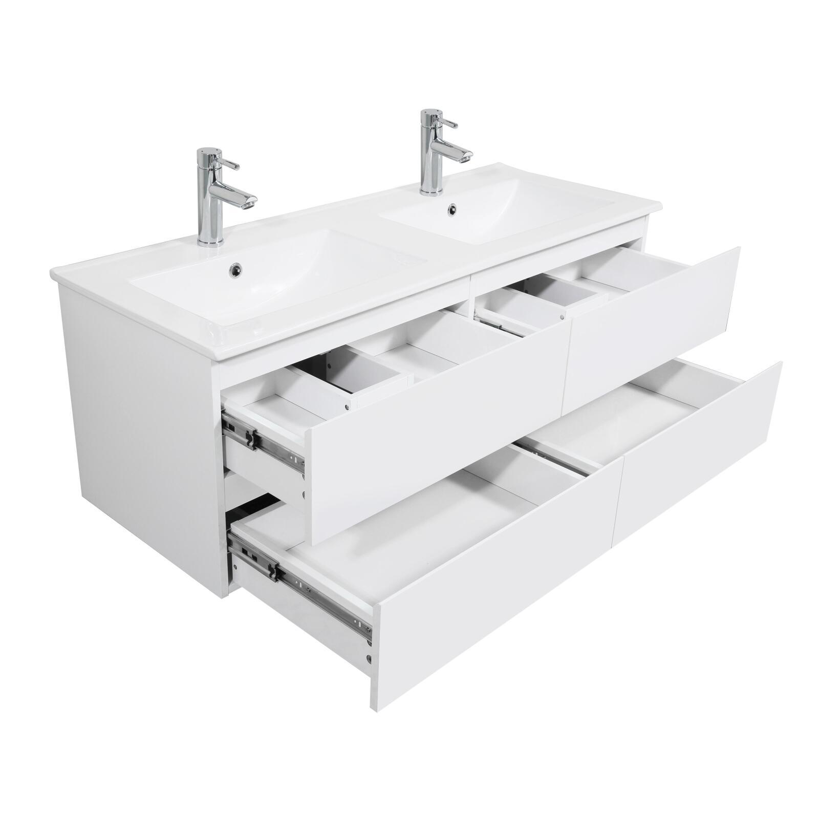 Meuble double vasque SORRENTO suspendu avec plan céramique 120cm - 2
