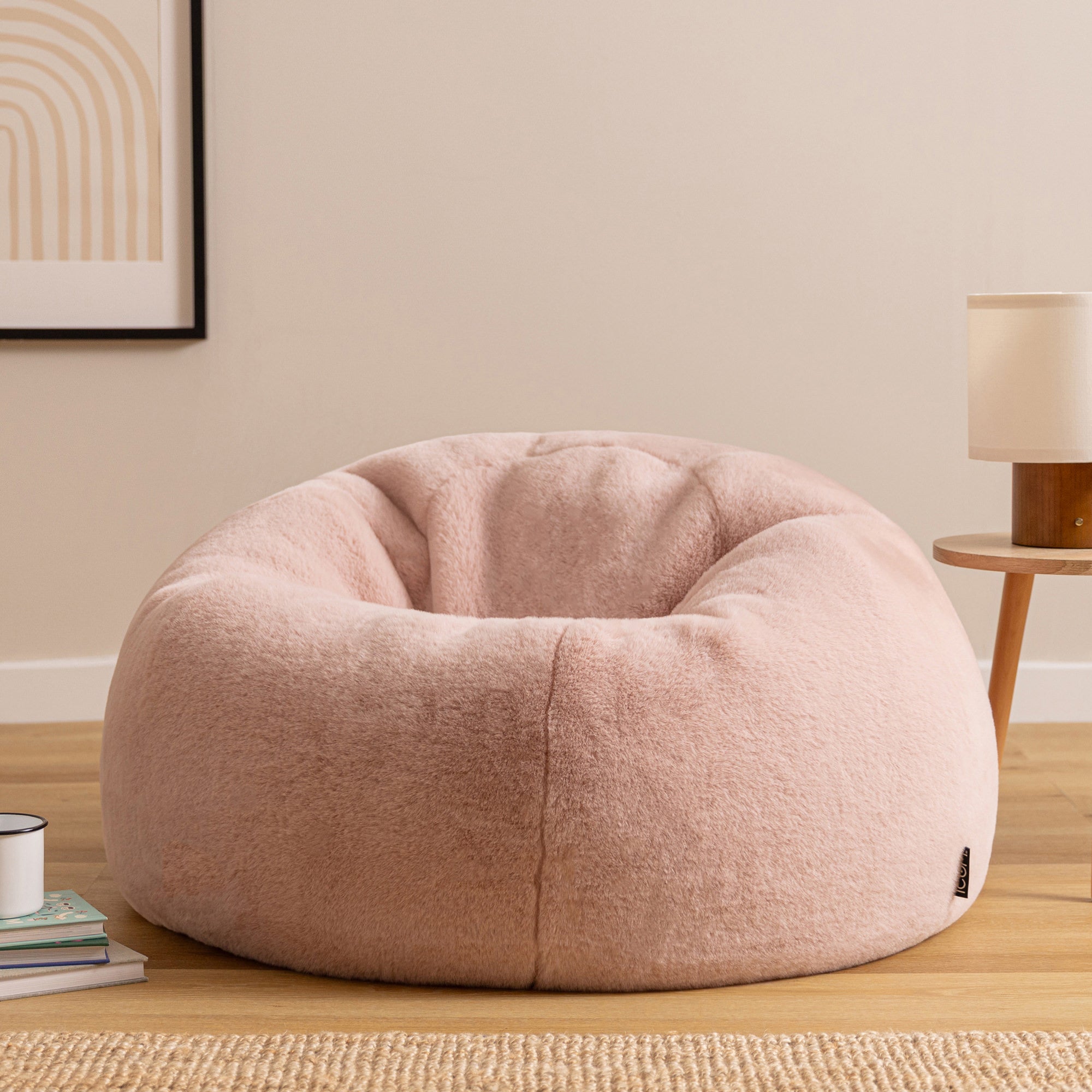 Pouf classique Icon en imitation fourrure luxueuse de lapin, rose, salon, chambre, 85x85cm, Made in Allemagne, Oeko-Tex® - 2