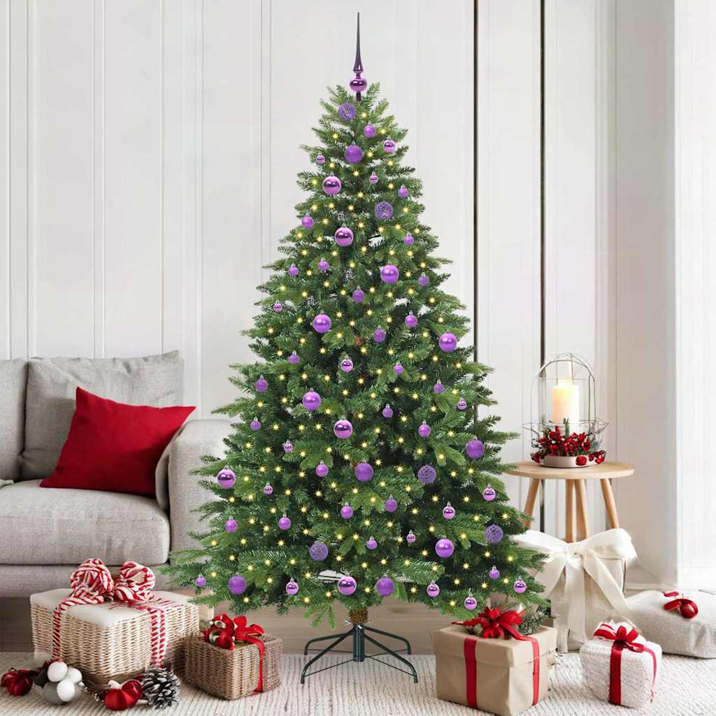 Sztuczna choinka z 300 diodami LED Zielony 180 cm PE i PVC