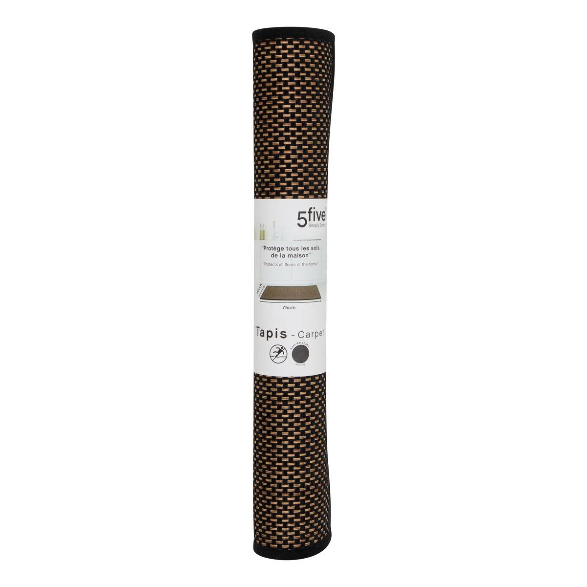 Tapis anti-dérapant tissu chiné 45x75cm Beige - 5five - 3
