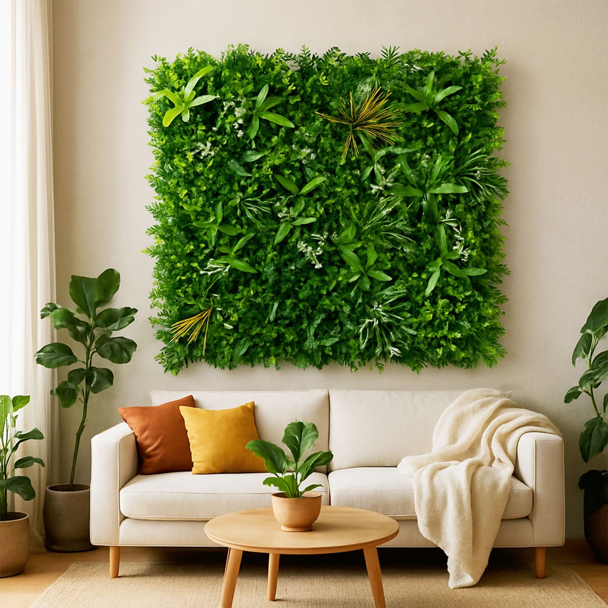 Mur végétal artificiel Savane 1 m × 1 m – effet tropical intérieur extérieur - 7