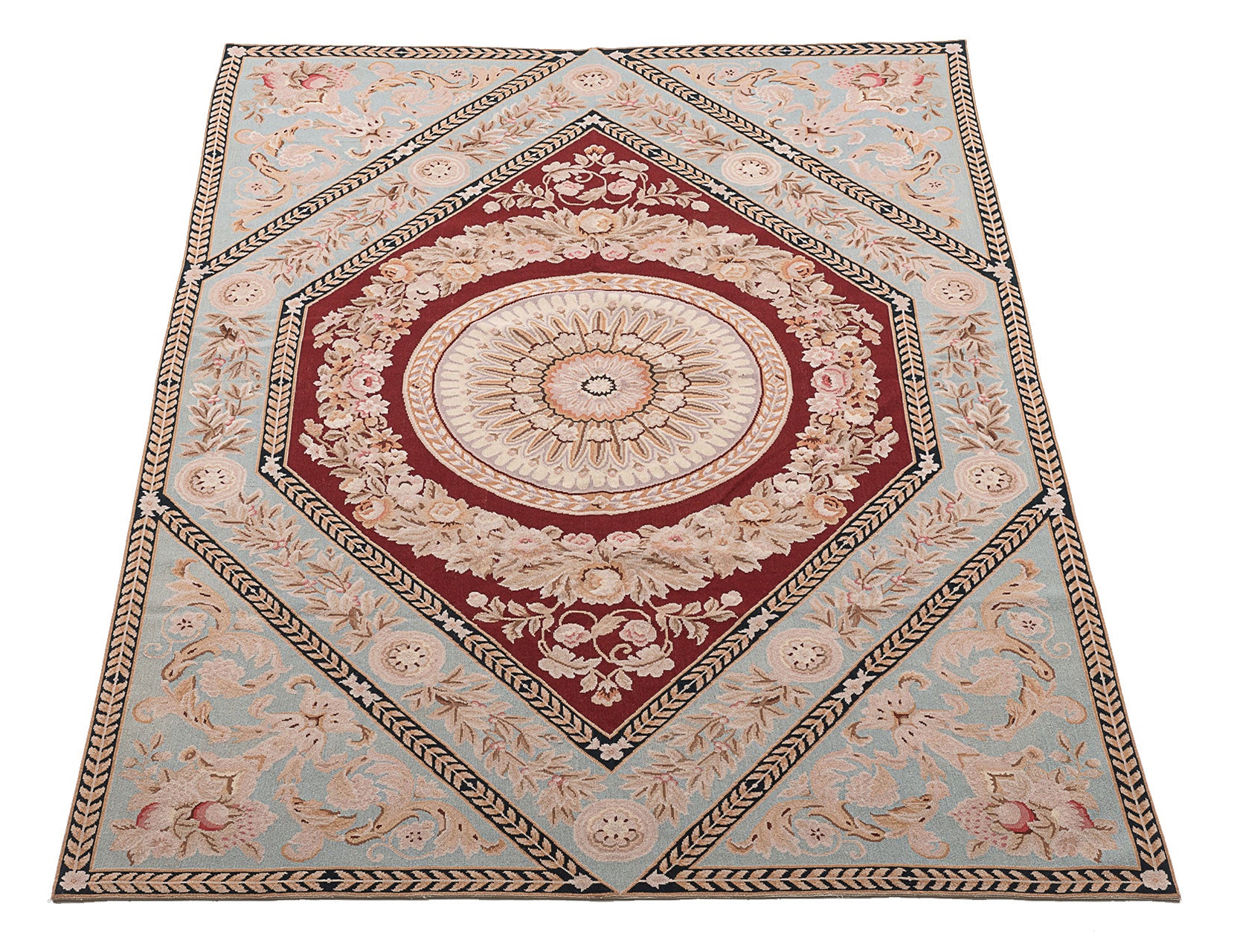 Igła do haftu, klasyczny kwiatowy styl francuski, 245x155 cm, rysunek Aubusson (galeria Farah1970)