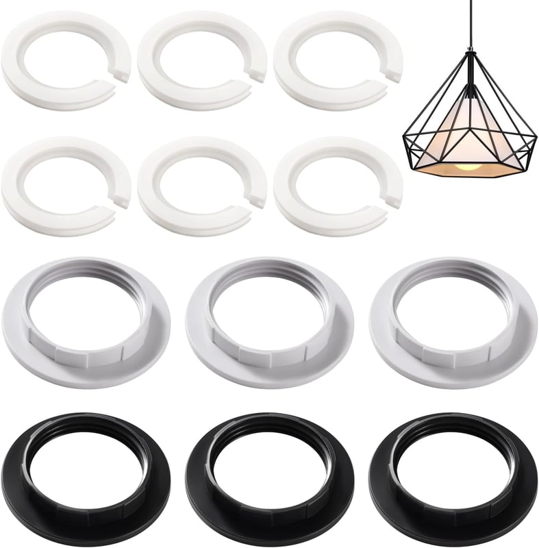 12-częściowy zestaw konwerterów pierścieni abażuru, reduktor pierścienia abażuru z gwintem E27 na E14, pierścień abażuru z gwintem E27