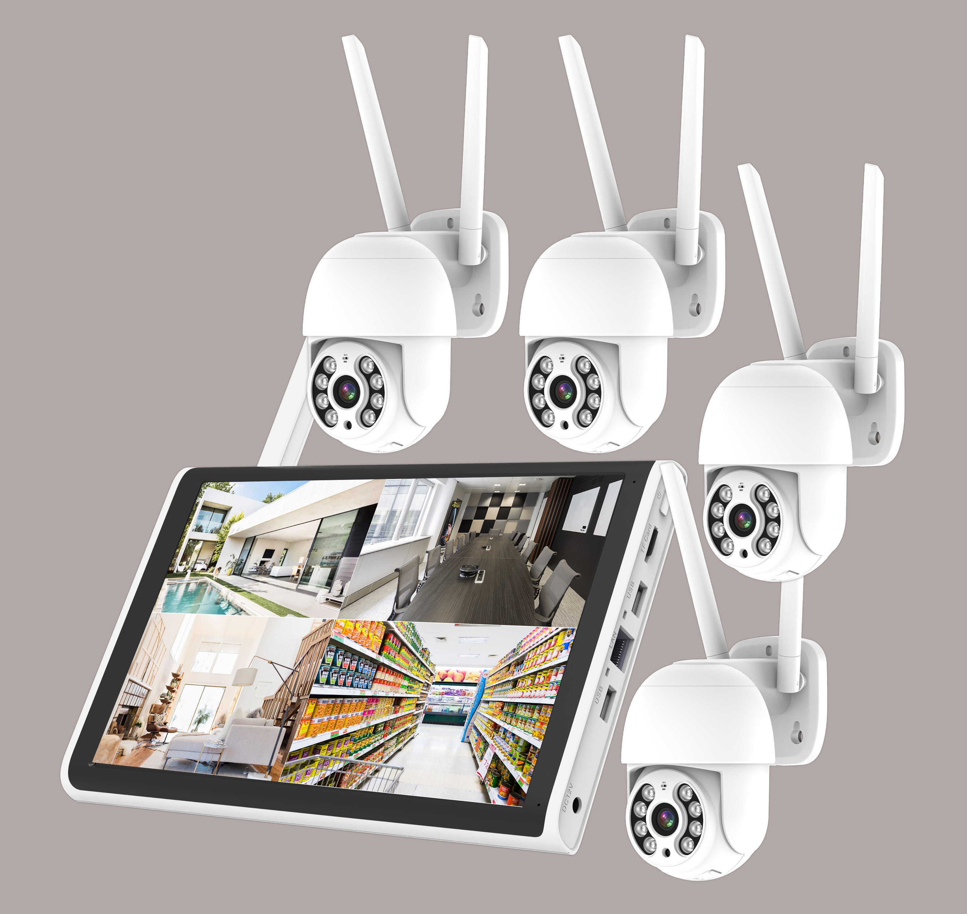 Kit de surveillance vidéo 4 caméras et écran avec enregistrement en — free download