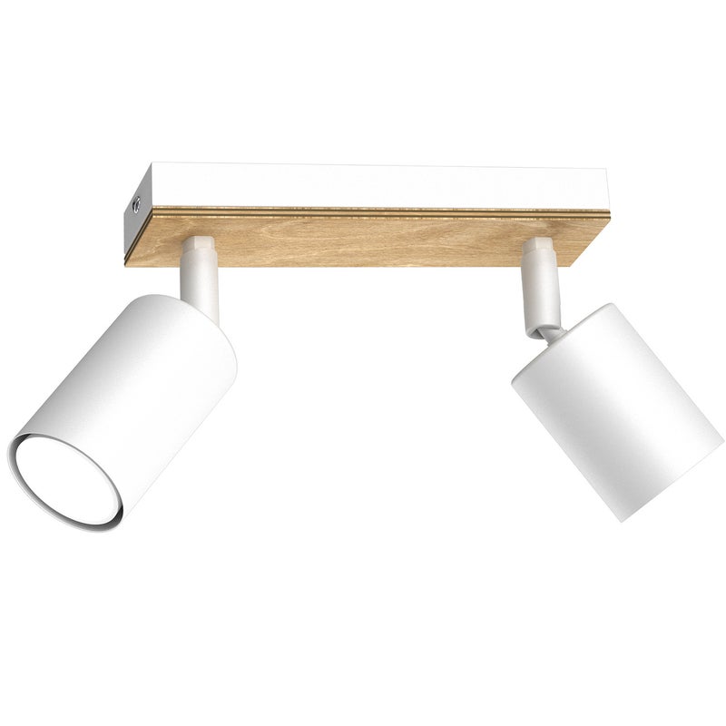 Reflektor sufitowy spot natynkowy Tulon listwa biały mat-jasne drewno 2xGU10x8W wym: 15,5 x 20 x 5,5 cm metal Luminex