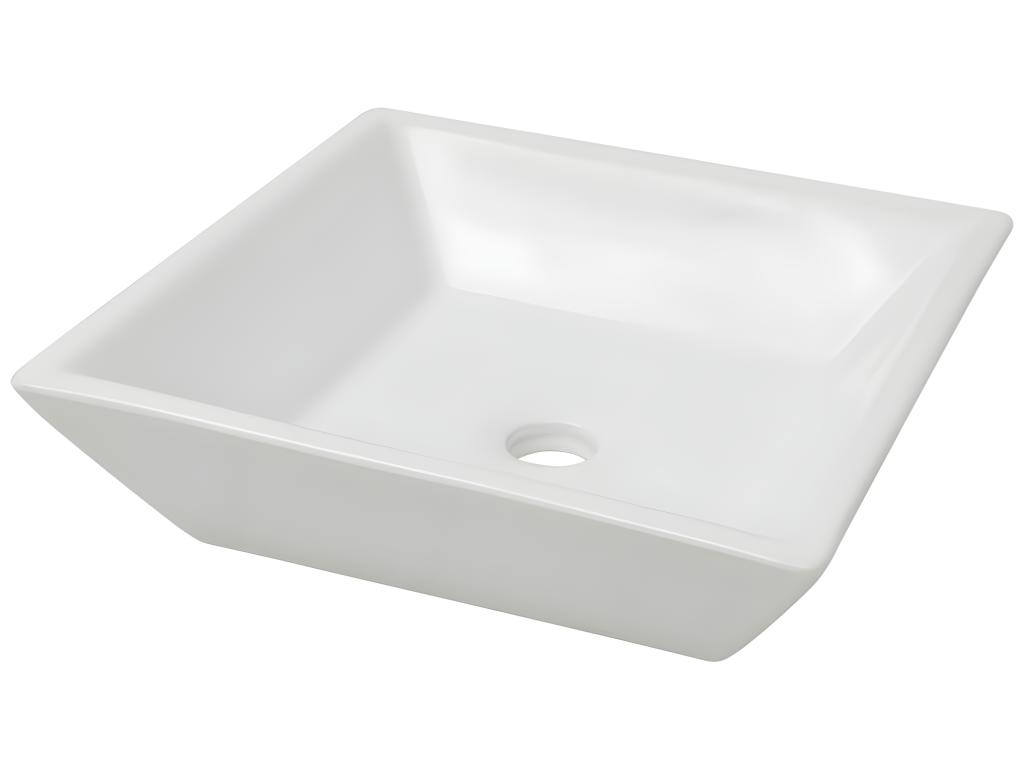 Lavabo quadrato in ceramica 41,5 cm lavabo da appoggio bagno bianco 02_0002531 - 5