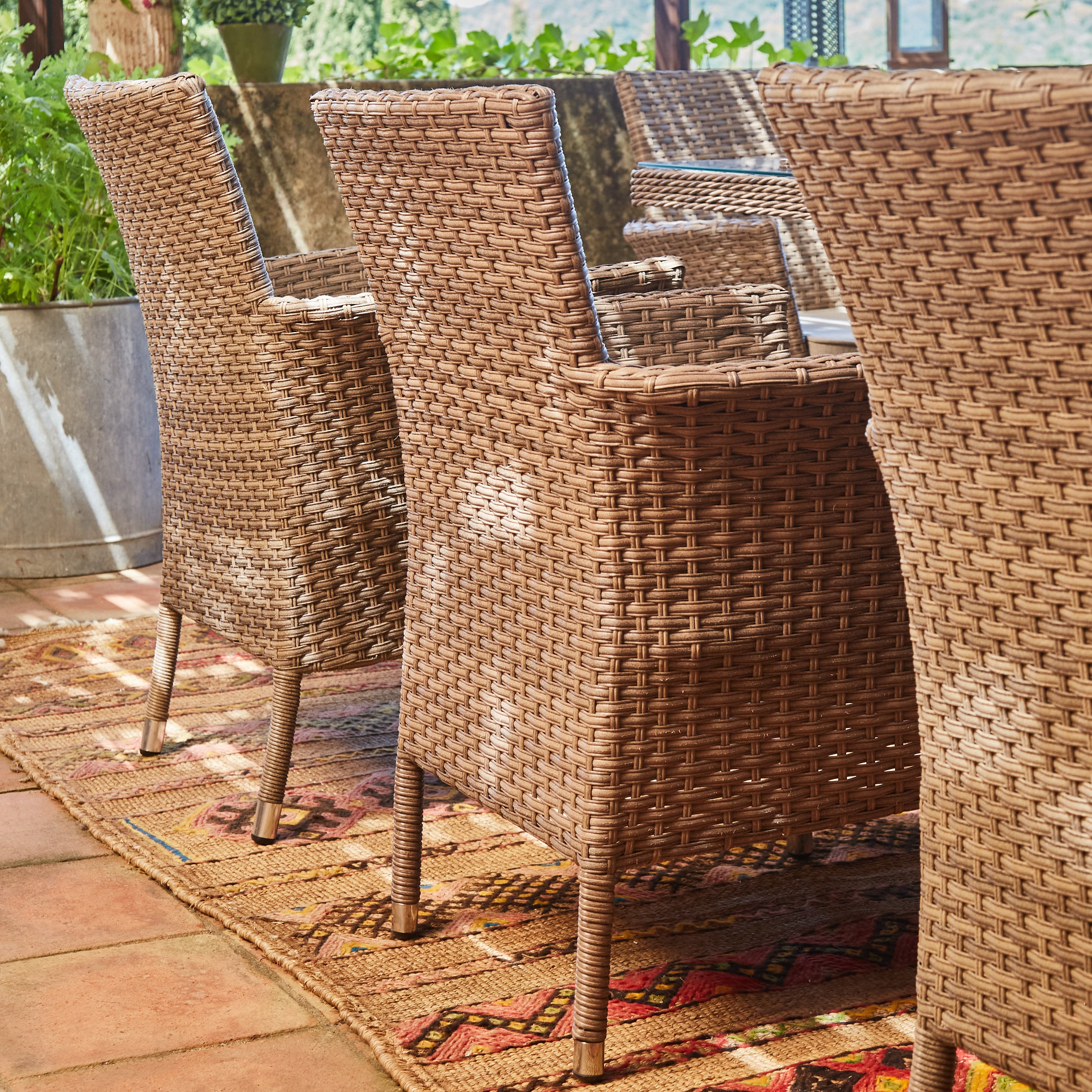 Conjunto comedor mesa jardín 200x100 cm y 6 sillas ratán sintético y aluminio – Bolonia - 3