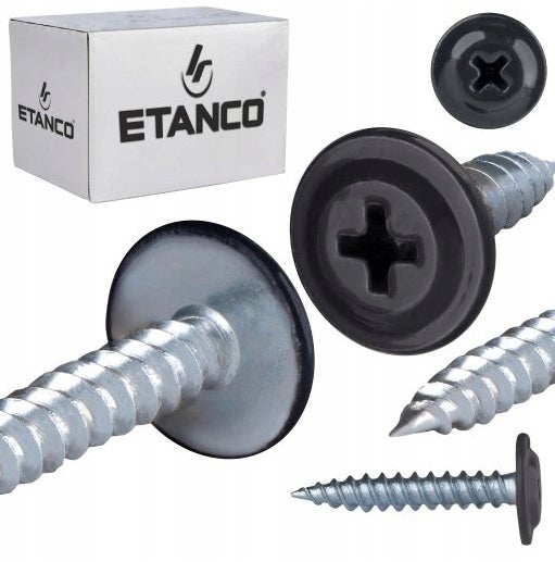 Wkręty podkładkowe Etanco do drewna 4,2x75mm, RAL 9005 GM-S 250szt.