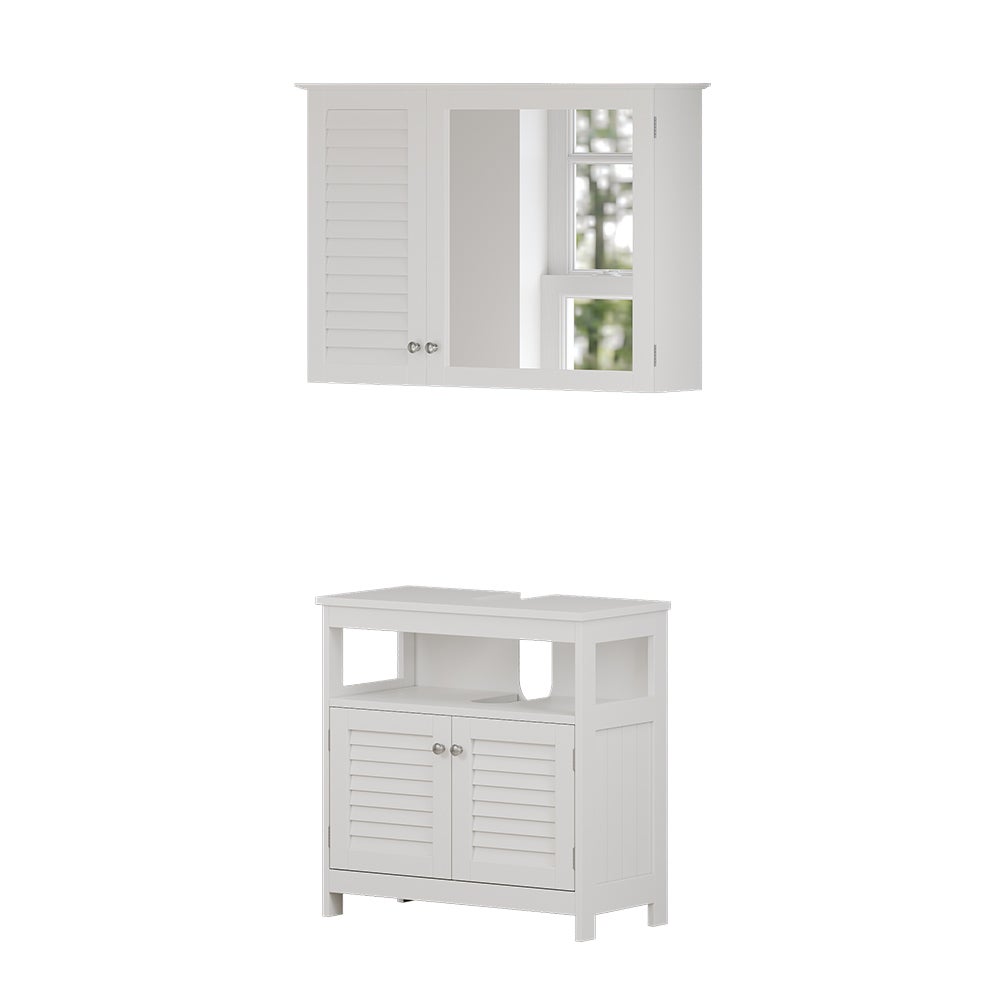 Vicco Zestaw mebli łazienkowych Riad, Biały, 2 części, szafka dolna z półką pośrednią