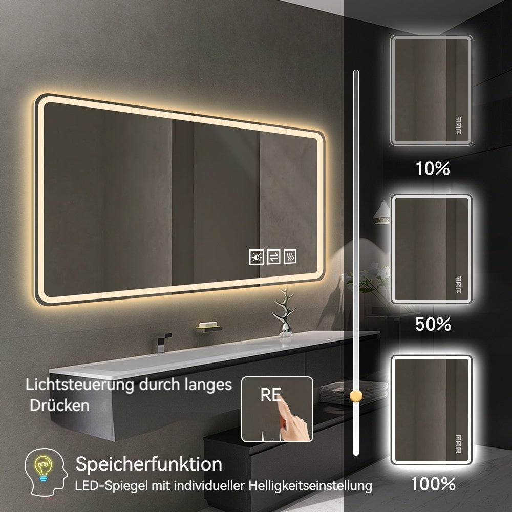 Miroir Salle de Bain LED 60x100cm Sans Cadre, Anti-Buée, Verre Trempé Sécurisé, Dimmable et Éclairage 3 Couleurs - 7
