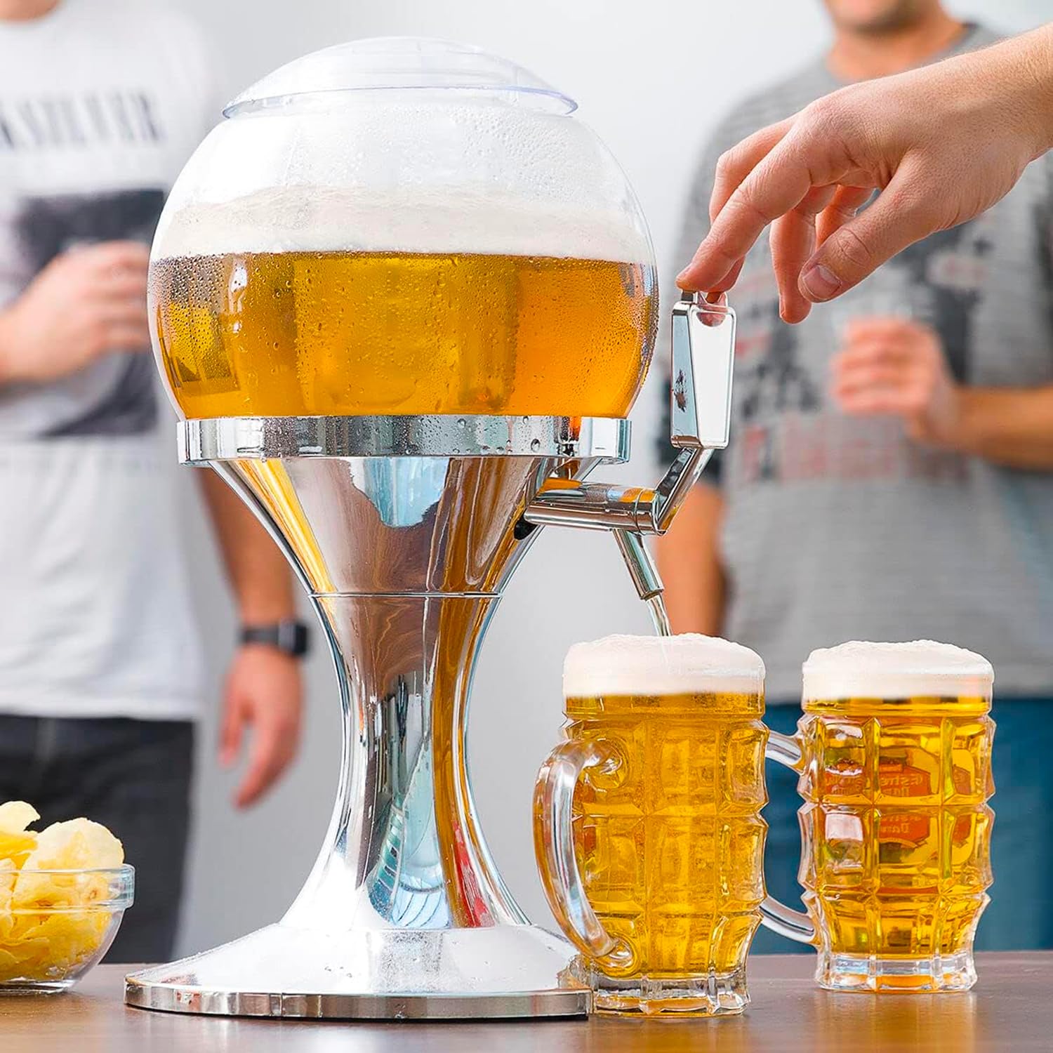 Spillatore Birra Refrigerato Da 3.5 Litri, In Acrilico Argento, Con Scomparto Ghiaccio - Per Feste Ed Eventi