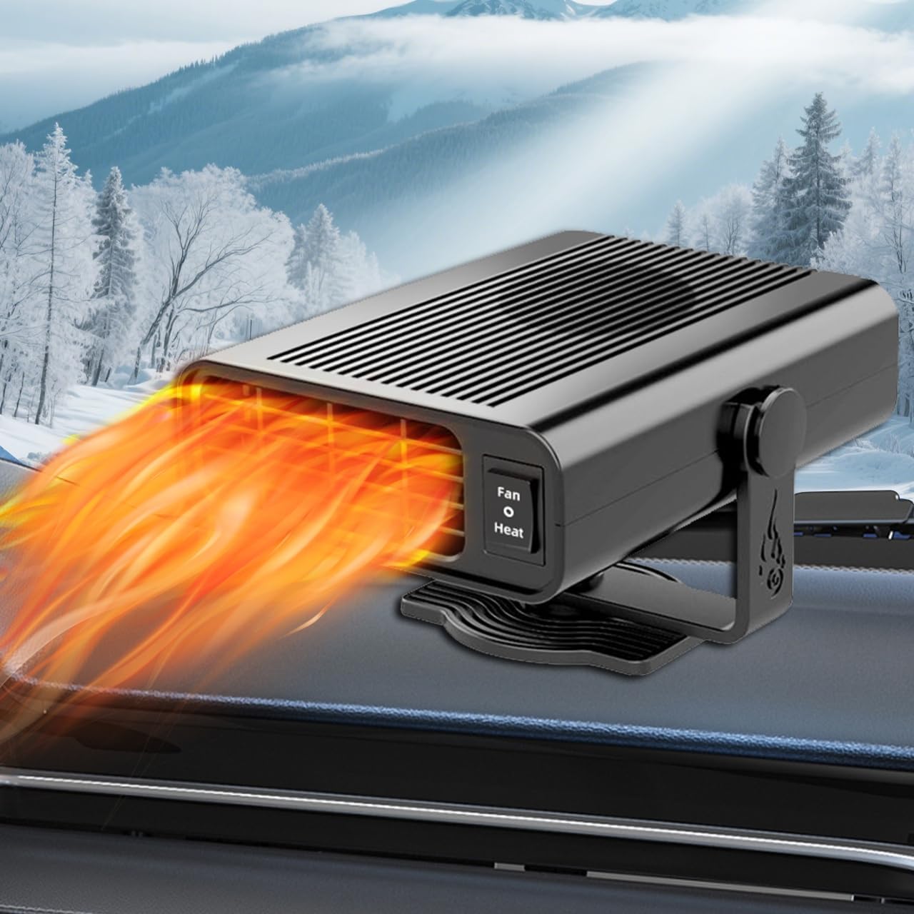 Grzejnik samochodowy 200 W 12 V, przenośny, szybko nagrzewający i chłodzący, z wtyczką do zapalniczki i obrotową podstawą 360°