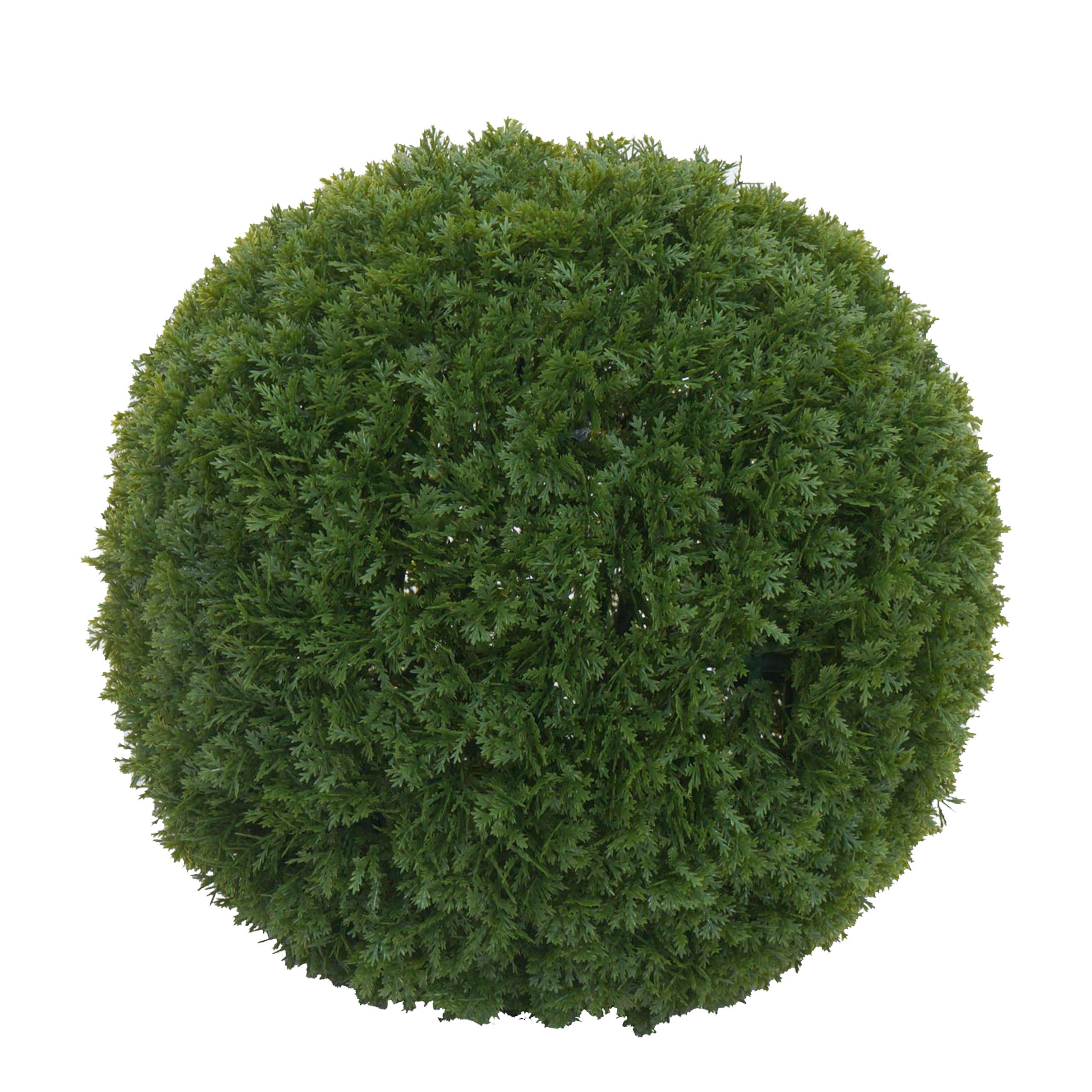 Sztuczny krzew HWC-O96, kula tuja Roślina dekoracyjna Sztuczna roślina Drzewo życia sztuczne, na zewnątrz, polietylen Ø 32 cm