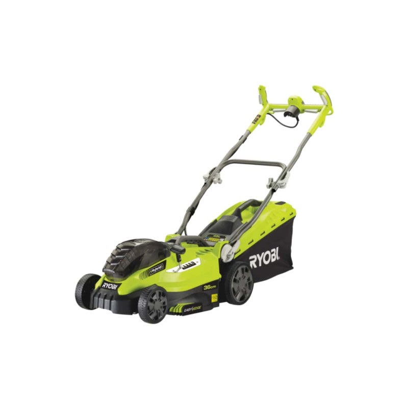 Ryobi Tondeuse Hybride 37cm - 36V Lithium - 2 Batteries 5,0Ah + Chargeur - Bac 45L - Mulching