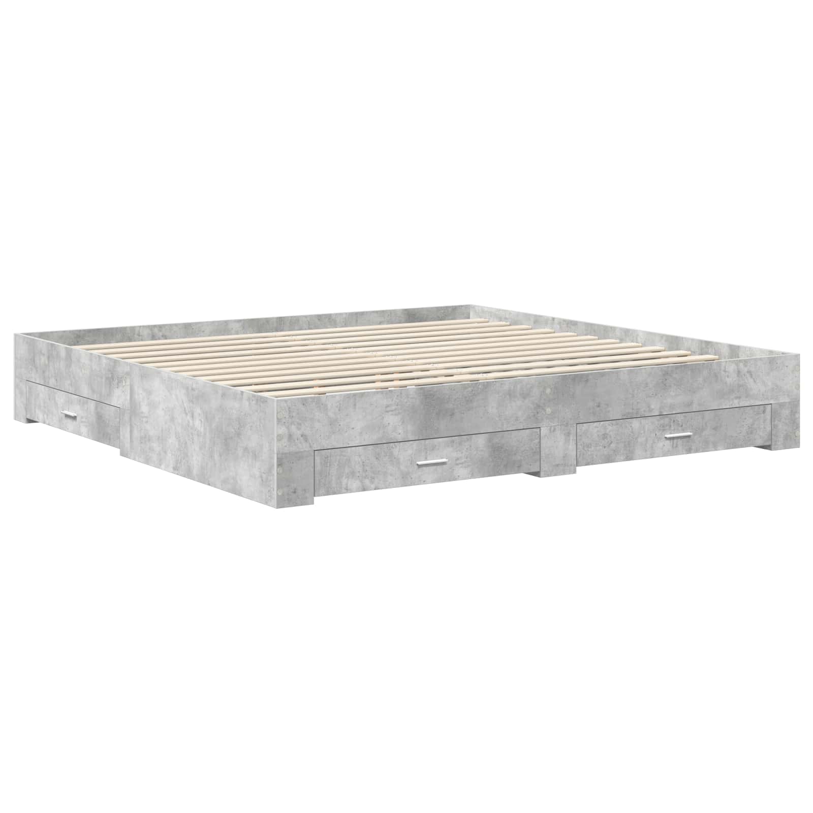 Cadre de lit gris béton 200 x 200 cm panneau de bois - 6