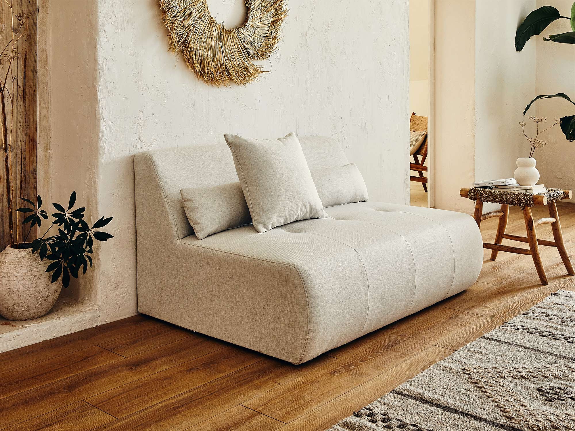Canapé modulable 5 places angle droit en tissu beige - ONYX - Best Mobilier - 5