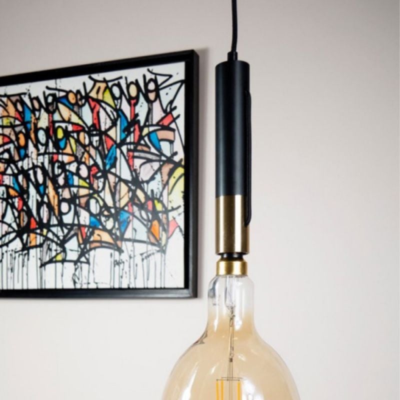 Xanlite - Suspension Tempo en métal noir et laiton, culot E27 - COSDETEMBL - 2
