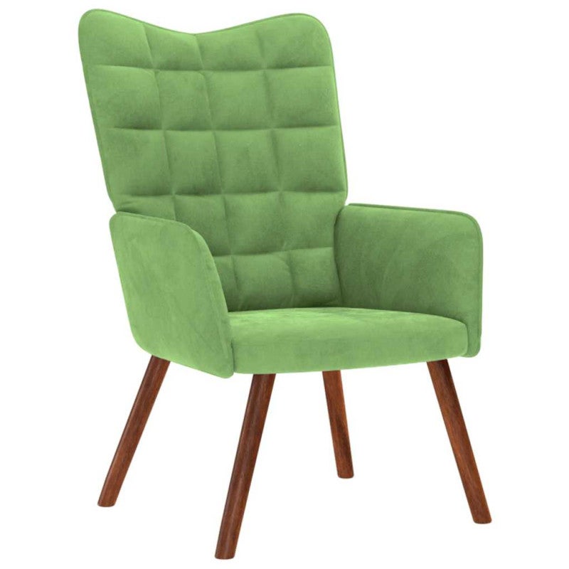 Poltrona Relax con Poggiapiedi Verde Chiaro in Velluto vidaXL - 4