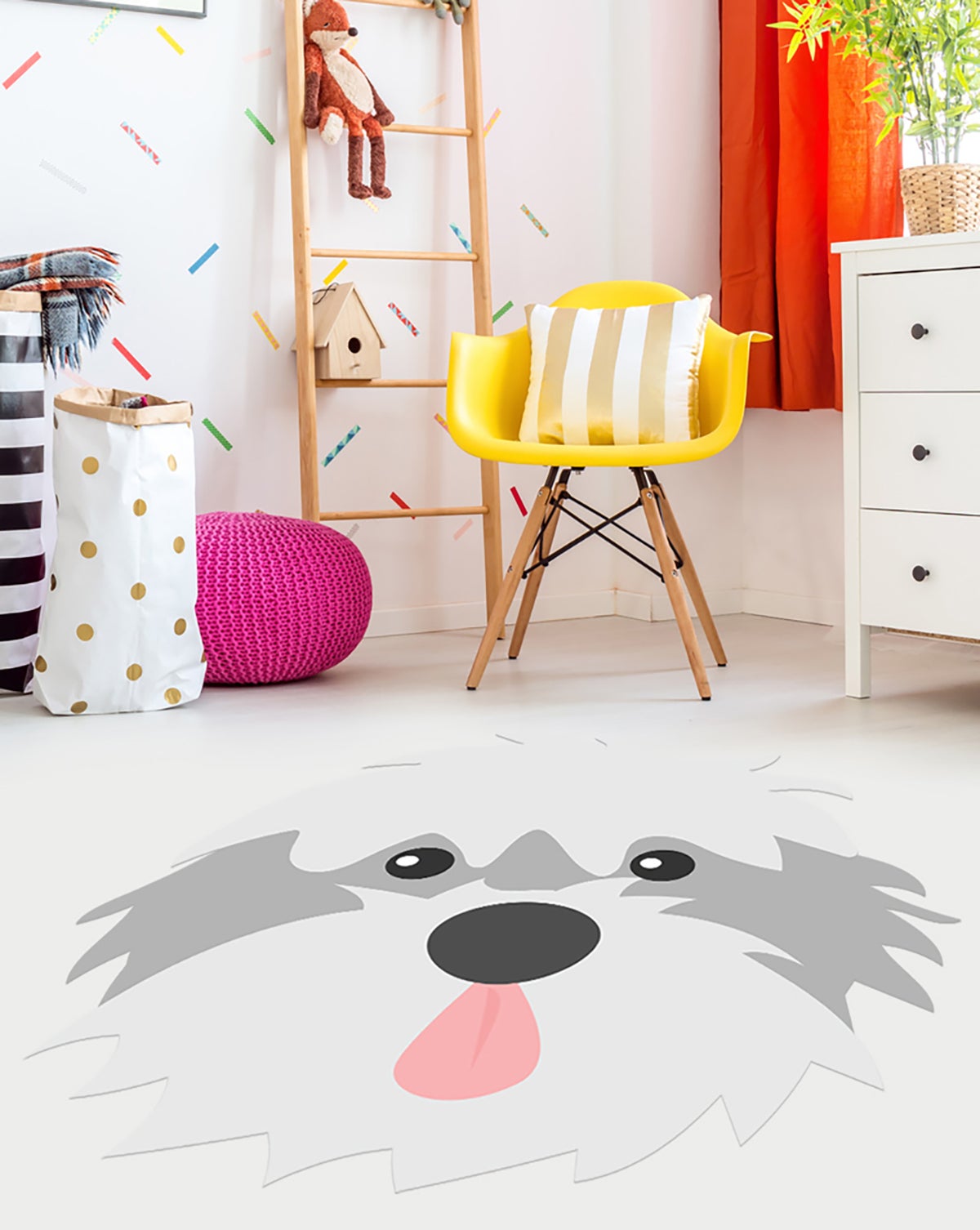 Dywan winylowy dziecięcy Dog 100x100 cm - antypoślizgowy PVC, winylowy do pokoju dziecięcego, ognioodporny i zmywalny