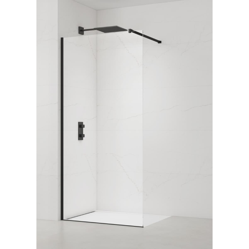 Swiss Aqua Technologies Walk-in 110x200cm Paroi en verre Crystal Glass® 8 mm anticalcaire, avec bras et profilés noir mat (SATBWI110PRC) - 3