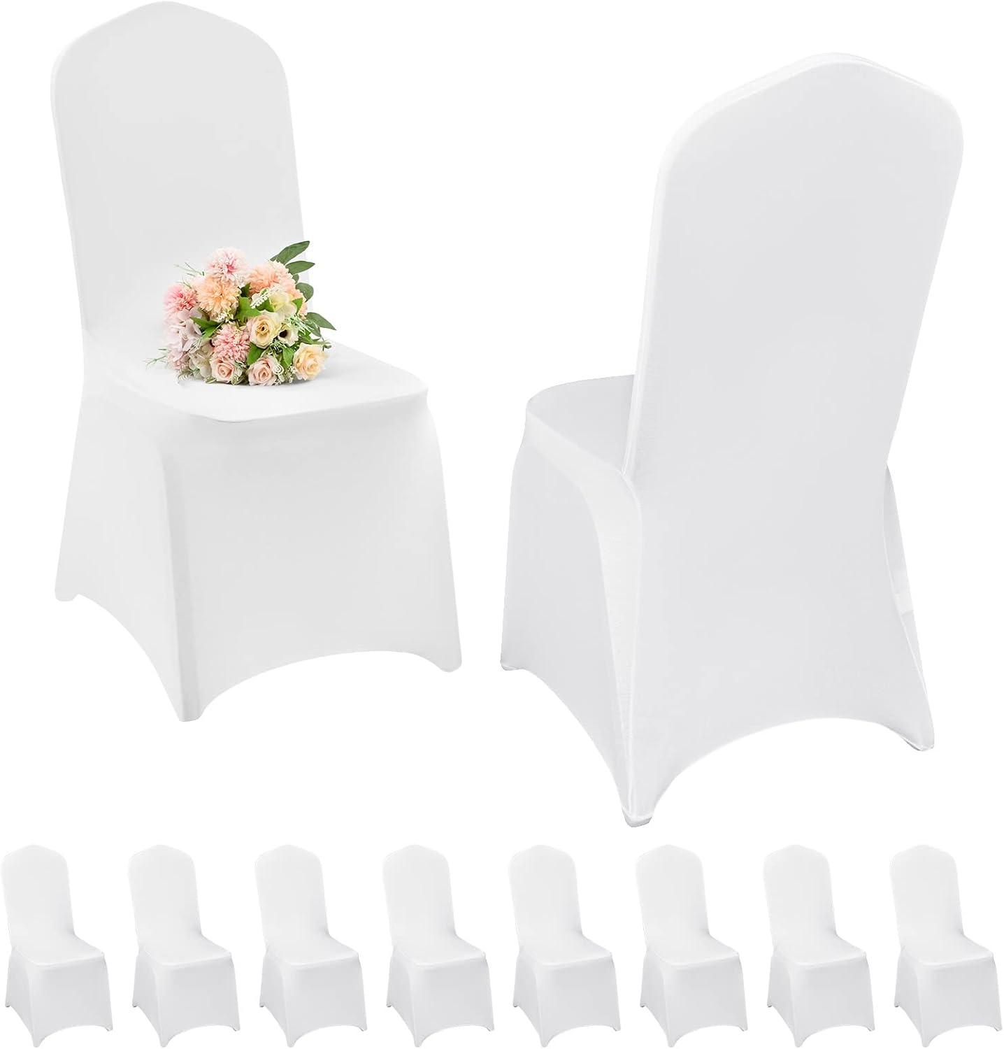 10 szt. elastycznych pokrowców na krzesła do jadalni z poliestru i spandexu, zdejmowane, zmywalne pokrowce ochronne na urodziny, B