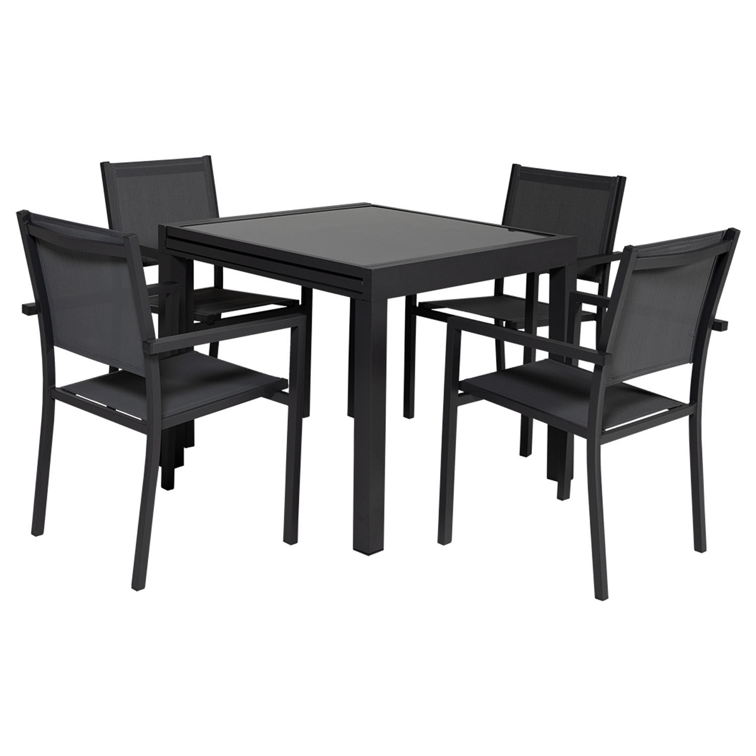 Salon de jardin 8 places gris et gris anthracite aluminium LAMPEDUSA extensible - 3