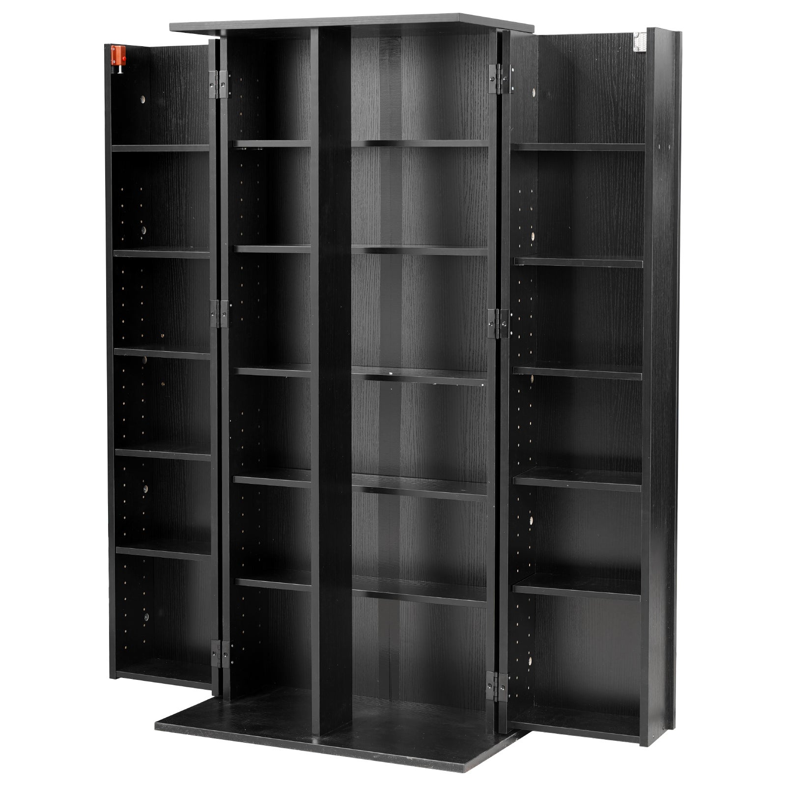 Estante VEVOR, armário multimédia de 6 níveis, estante com portas e prateleiras ajustáveis ​​para CD, DVD, livros e jogos, 610 x 368 x 1270 mm - 9
