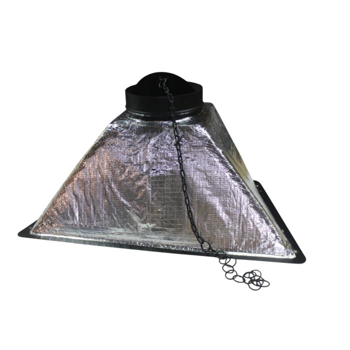 Izolowany tradycyjny okap kominkowy na drewno szer. 80,0 x gł. 45,0 x wys. 35 cm - Wylot spalin Ø 250 mm