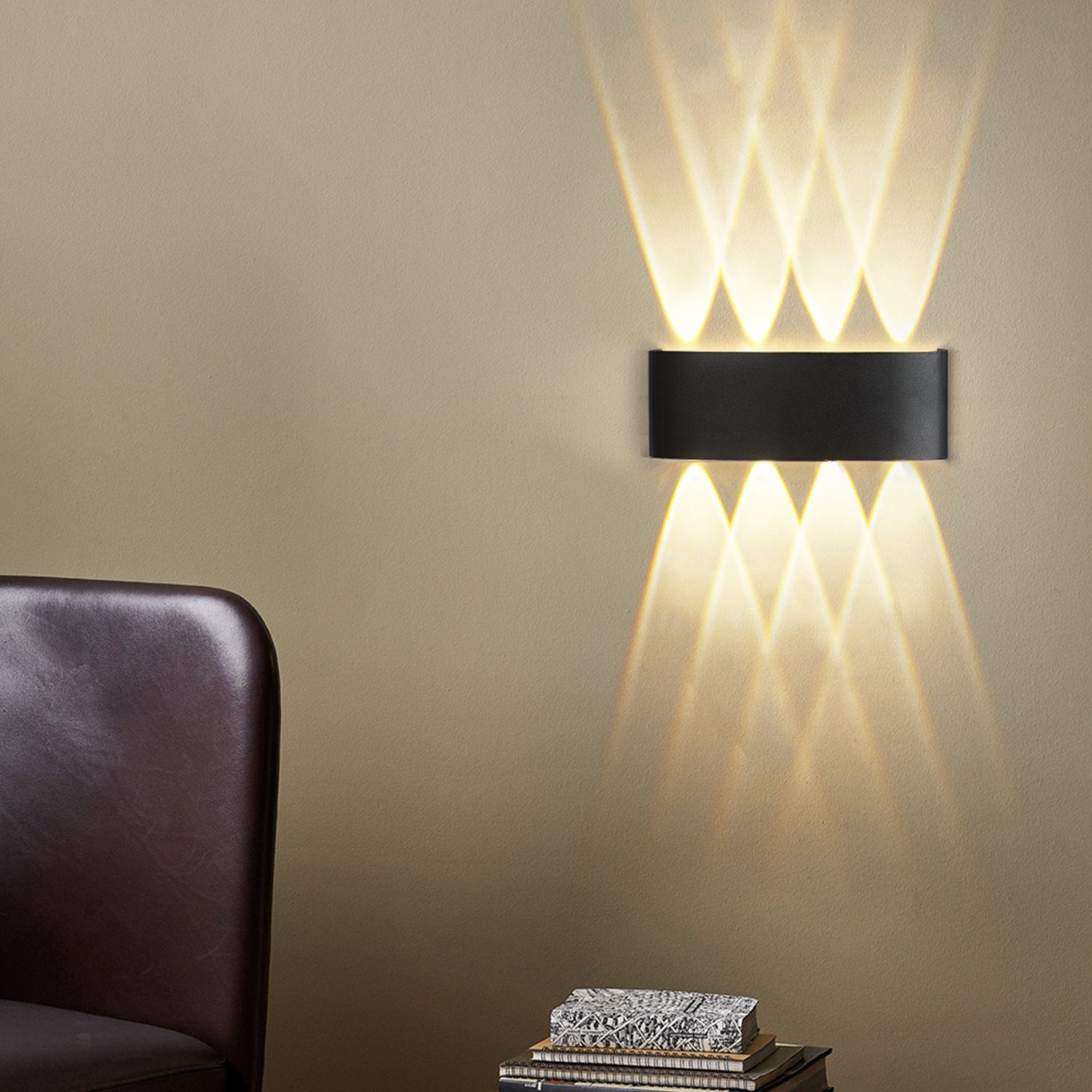 NETTLIFE Kinkiet LED do wnętrz: zestaw 2 czarnych kinkietów zewnętrznych góra i dół o mocy 7 W IP65 - 7