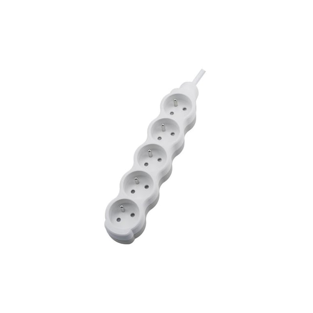 Prolunghe elettriche 5 prese - Cavo 5m - 250V AC - IP20 - Bianco