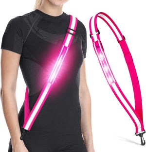 Ceinture LED Réfléchissante De Course – Lampe Avant/arrière USB-C, étanche, Réglable 88-150cm, 3 Modes, Pour Jogging, Vélo, Chien