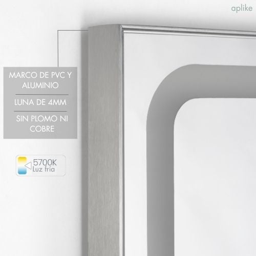 Espelho de Casa de Banho LED Tátil Retangular 70x80 cm MIA - Aplike - 6