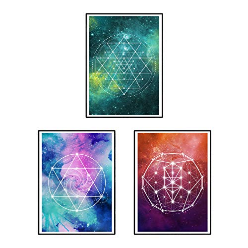 Set de tres láminas mandalas espaciales. tamaño a3. set 7 sin marco