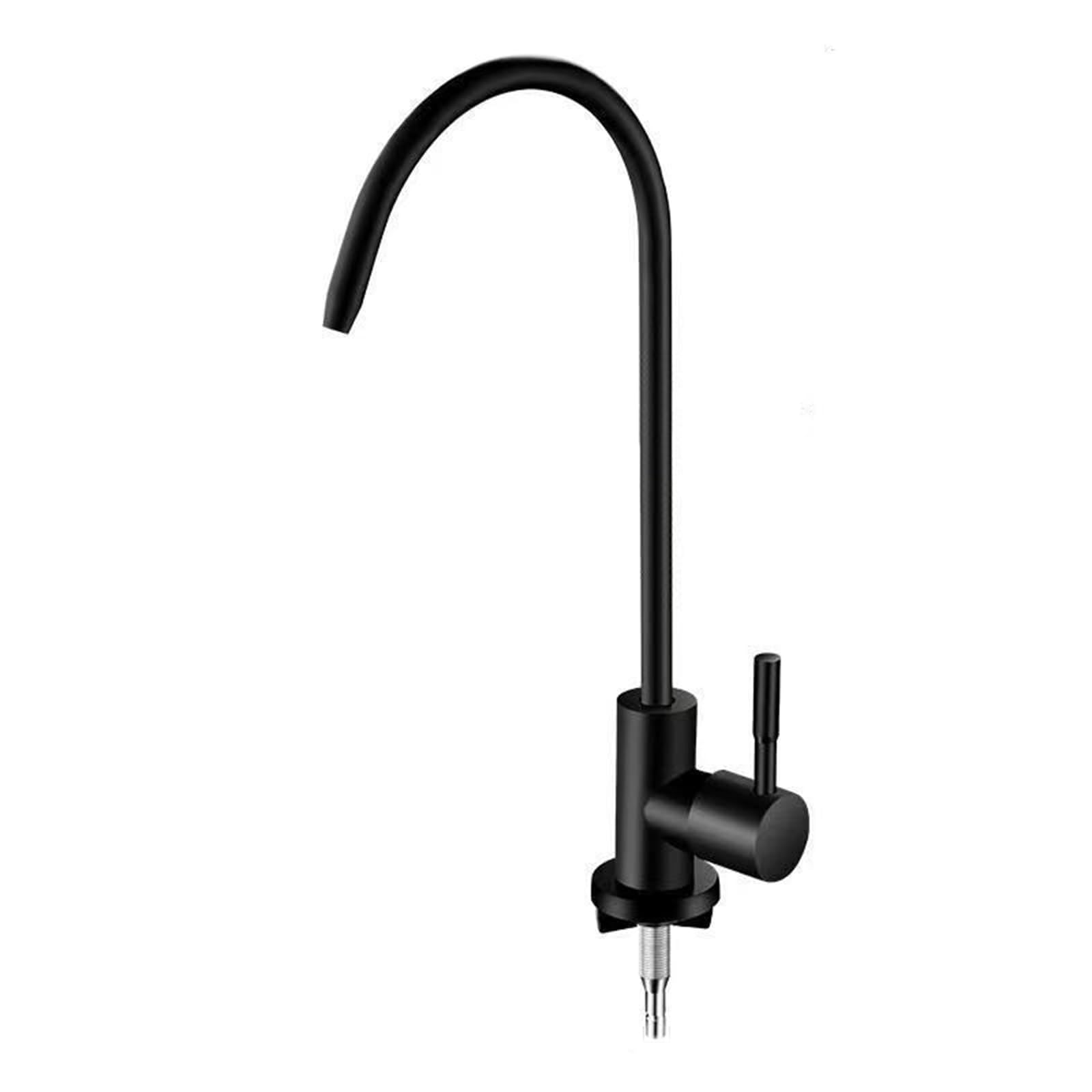 Bateria Kuchenna z Systemem Oczyszczania Wody Bateria Kuchenna do Wody Pitnej Bateria z Łabędzią Szyją Ze Stali Nierdzewnej 1/4, Czarna