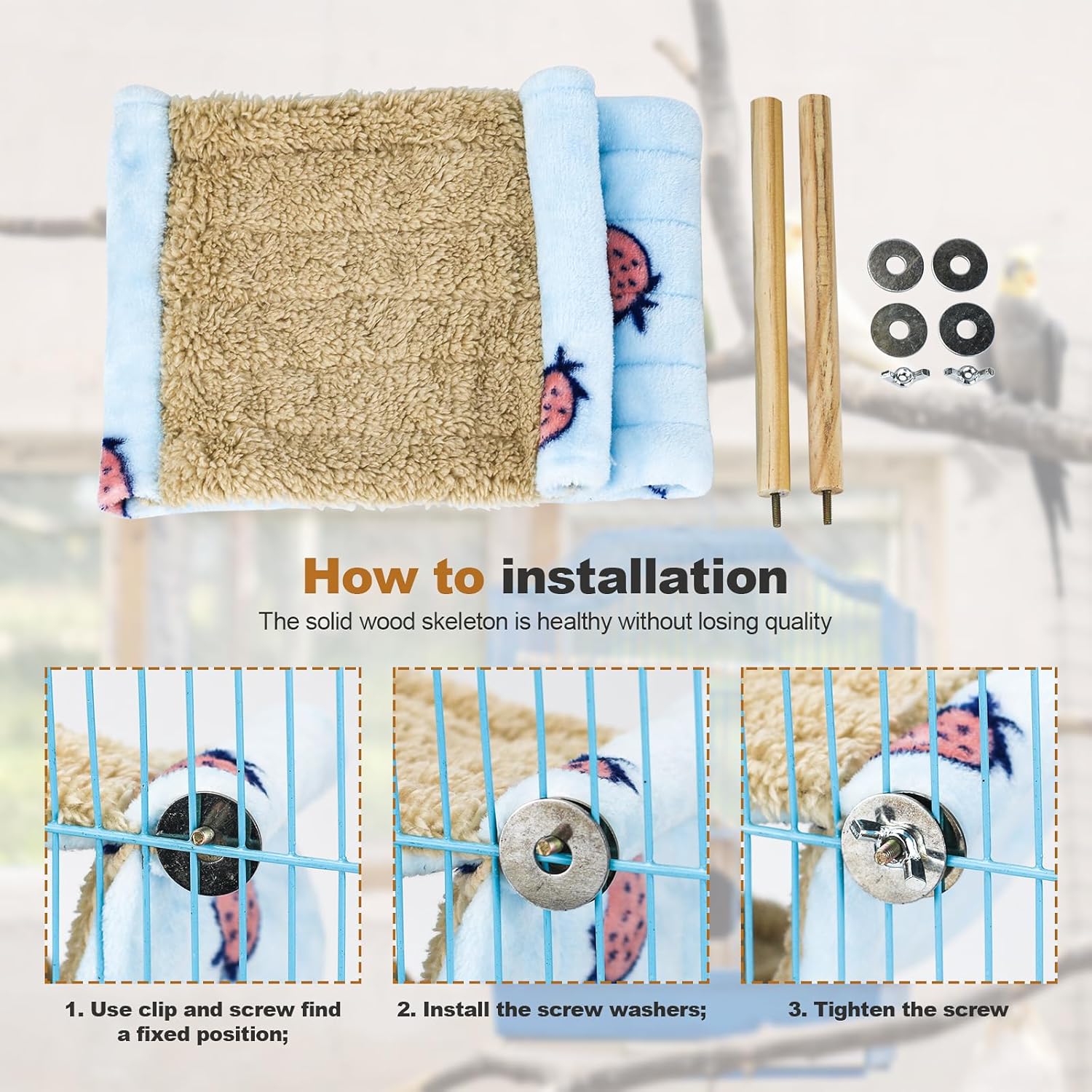 Cama para pájaros para jaula colgante, hamaca para acurrucarse, cabaña, tienda de campaña de loro, perca para periquitos, cacatúa, pinzón conures - 4