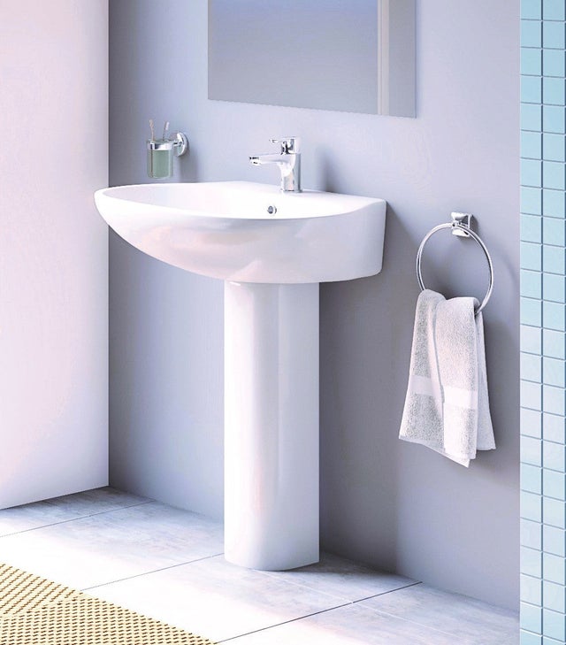 Lavabo avec piédestal en céramique blanche 55x46.5 cm - Conny