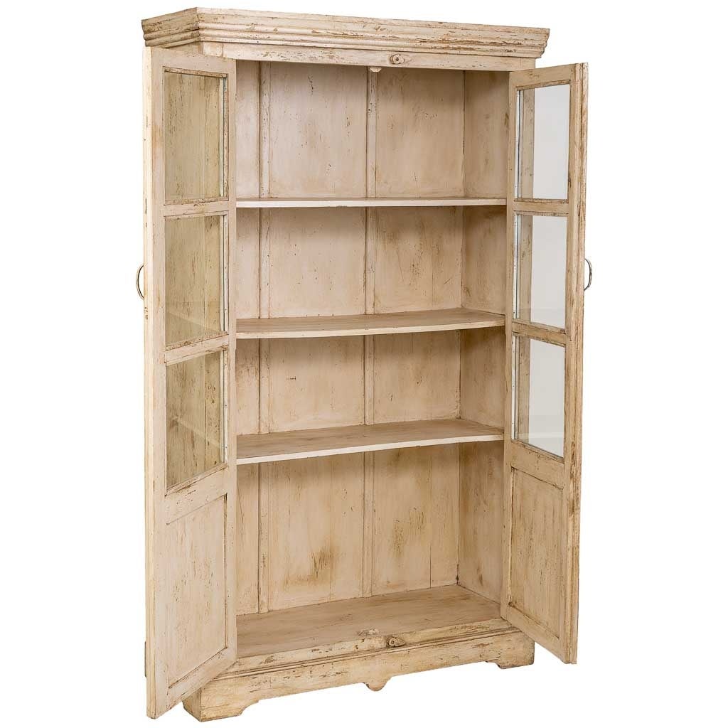 Vetrina in legno beige fatta a mano 105x40x180h cm - 5