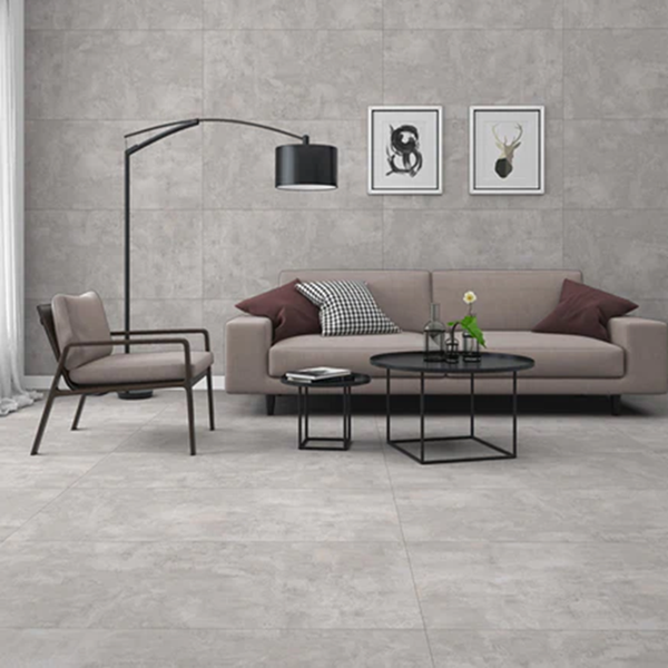 Azulejo para pavimento efeito cimento cinza claro C.120 x L.60 cm Orion Bianco