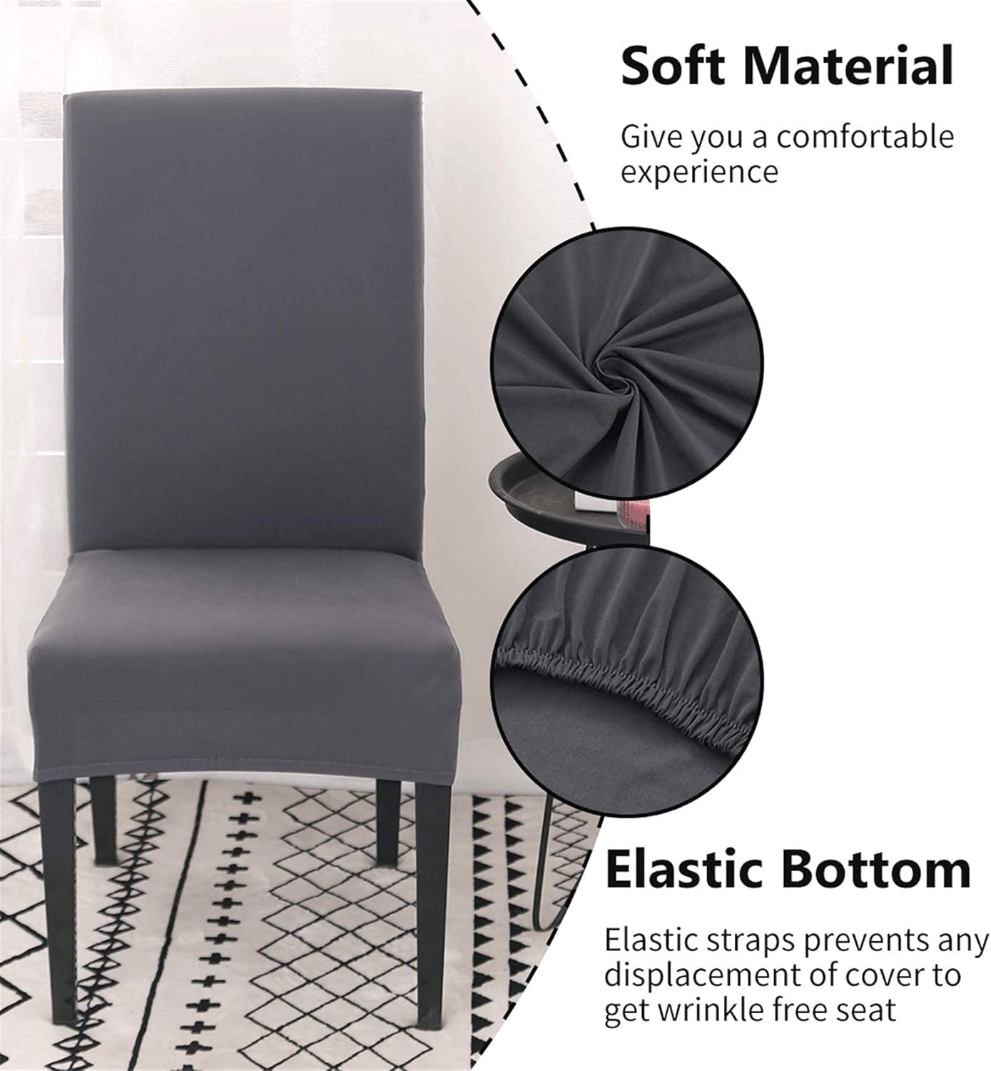 Conjunto de capas elásticas para cadeiras, 6, capa protetora universal, removível, lavável e durável para cadeiras de jantar, para casa e hotel - 2